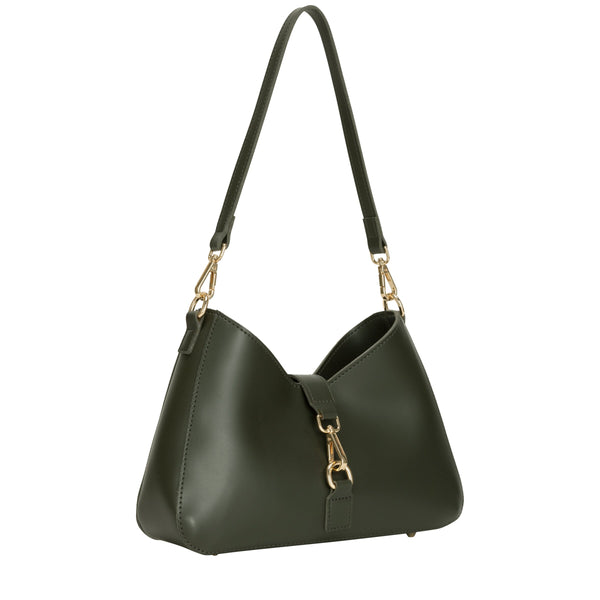 Shoulder Bag with Fastening  - Dark Green