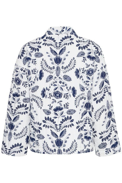 Isolda Shirt - Navy & White Flower Print