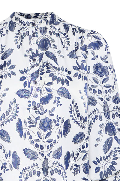 Isolda Shirt - Navy & White Flower Print