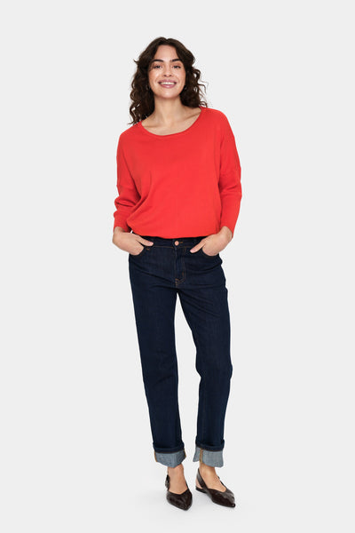 Mila Round Neck Knit - Flame Scarlett